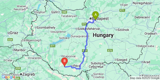Map: Budapest Airport (BUD), Ferihegy, Liszt Ferenc to Nagypeterd