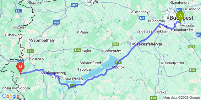 Map: Budapest Airport (BUD), Ferihegy, Liszt Ferenc to Nagyrákos