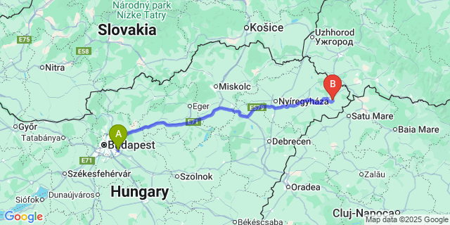 Map: Budapest Airport (BUD), Ferihegy, Liszt Ferenc to Nagyszekeres