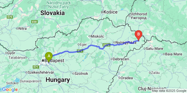 Map: Budapest Airport (BUD), Ferihegy, Liszt Ferenc to Nemesborzova