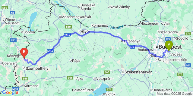 Map: Budapest Airport (BUD), Ferihegy, Liszt Ferenc to Nemescsó