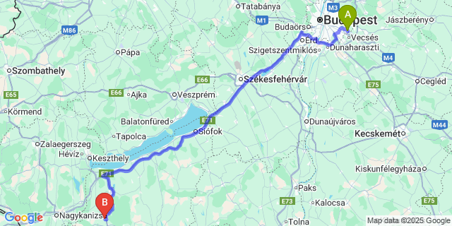 Map: Budapest Airport (BUD), Ferihegy, Liszt Ferenc to Nemeskisfalud