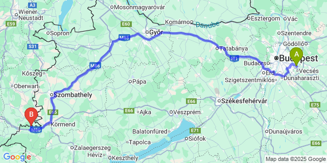 Map: Budapest Airport (BUD), Ferihegy, Liszt Ferenc to Nemesmedves