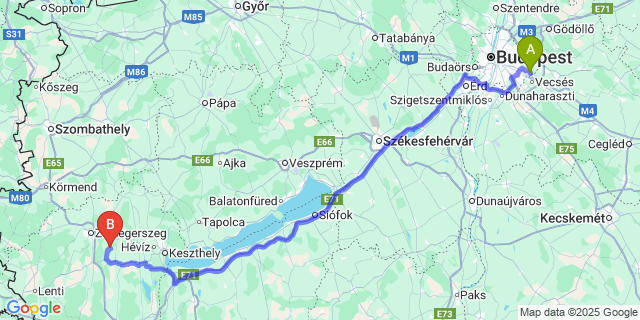 Map: Budapest Airport (BUD), Ferihegy, Liszt Ferenc to Nemessándorháza