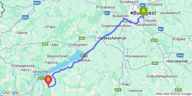 Map: Budapest Airport (BUD), Ferihegy, Liszt Ferenc to Nikla