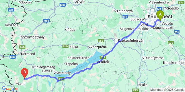 Map: Budapest Airport (BUD), Ferihegy, Liszt Ferenc to Nova