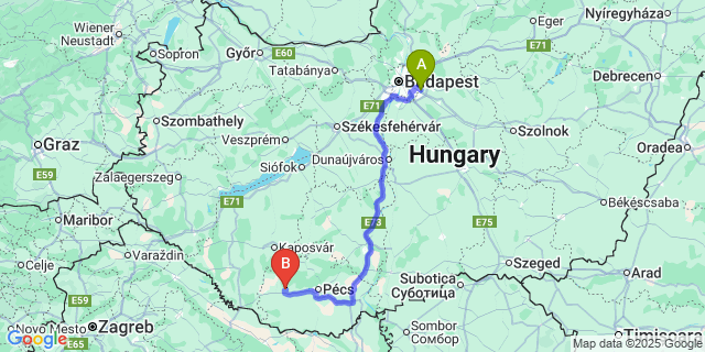 Map: Budapest Airport (BUD), Ferihegy, Liszt Ferenc to Nyugotszenterzsébet