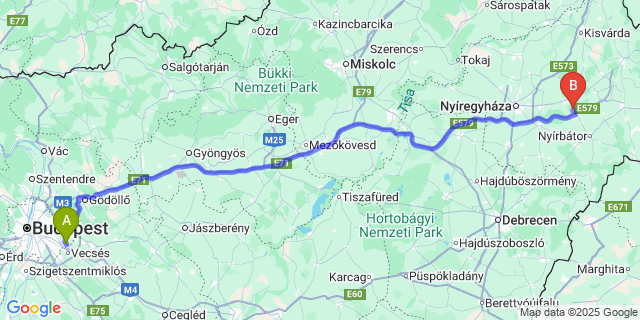 Map: Budapest Airport (BUD), Ferihegy, Liszt Ferenc to Ófehértó