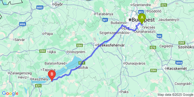 Map: Budapest Airport (BUD), Ferihegy, Liszt Ferenc to Ordacsehi