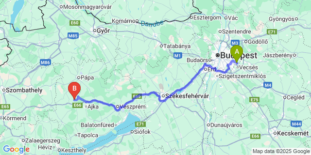 Map: Budapest Airport (BUD), Ferihegy, Liszt Ferenc to Oroszi
