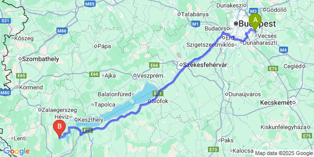 Map: Budapest Airport (BUD), Ferihegy, Liszt Ferenc to Orosztony