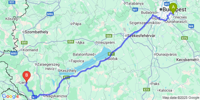 Map: Budapest Airport (BUD), Ferihegy, Liszt Ferenc to Ortaháza