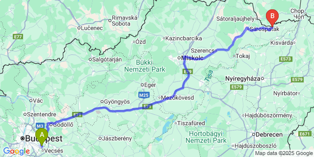 Map: Budapest Airport (BUD), Ferihegy, Liszt Ferenc to Pácin