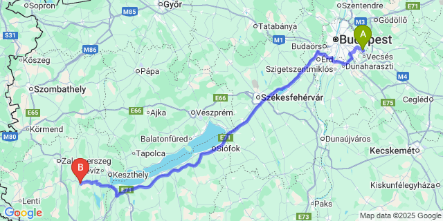 Map: Budapest Airport (BUD), Ferihegy, Liszt Ferenc to Pacsa