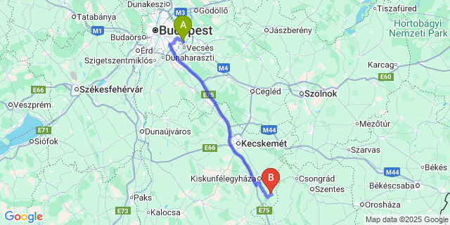 Map: Budapest Airport (BUD), Ferihegy, Liszt Ferenc to Pálmonostora