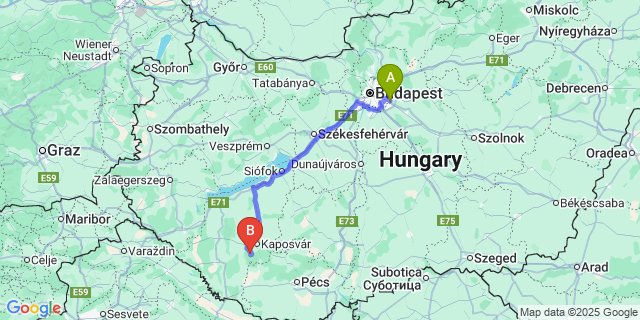Map: Budapest Airport (BUD), Ferihegy, Liszt Ferenc to Patca