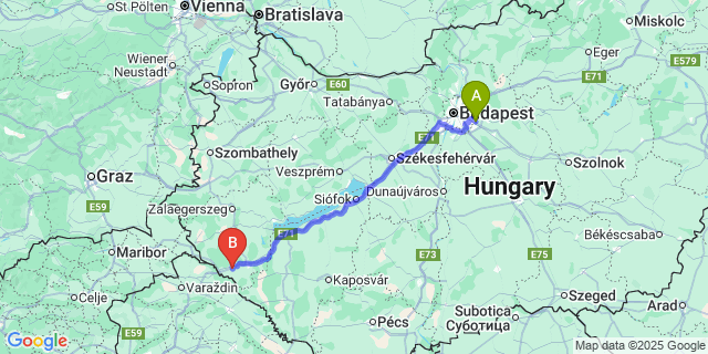 Map: Budapest Airport (BUD), Ferihegy, Liszt Ferenc to Petrivente