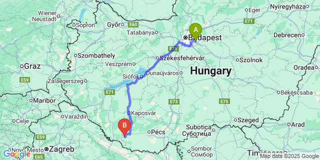 Map: Budapest Airport (BUD), Ferihegy, Liszt Ferenc to Pettend