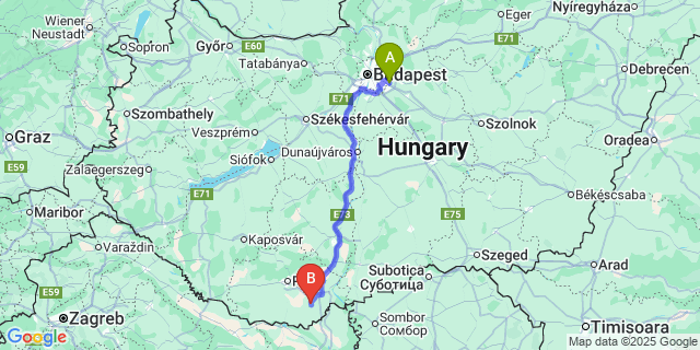 Map: Budapest Airport (BUD), Ferihegy, Liszt Ferenc to Pócsa