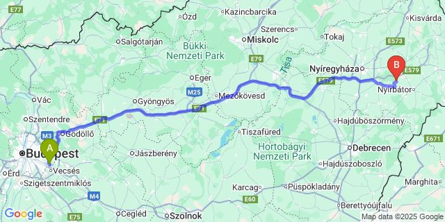 Map: Budapest Airport (BUD), Ferihegy, Liszt Ferenc to Pócspetri