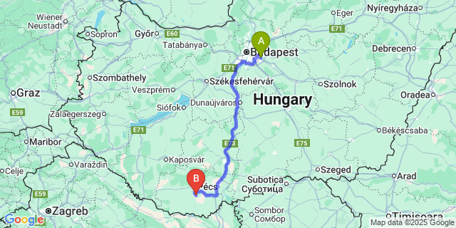 Map: Budapest Airport (BUD), Ferihegy, Liszt Ferenc to Pogány