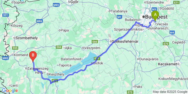 Map: Budapest Airport (BUD), Ferihegy, Liszt Ferenc to Pókaszepetk