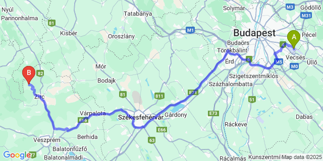 Map: Budapest Airport (BUD), Ferihegy, Liszt Ferenc to Porva