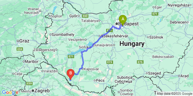 Map: Budapest Airport (BUD), Ferihegy, Liszt Ferenc to Rinyaújnép