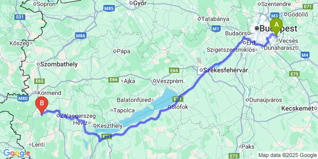 Map: Budapest Airport (BUD), Ferihegy, Liszt Ferenc to Salomvár
