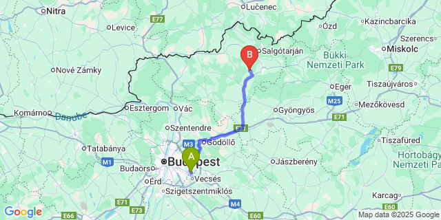 Map: Budapest Airport (BUD), Ferihegy, Liszt Ferenc to Sámsonháza