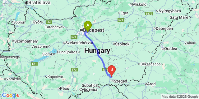 Map: Budapest Airport (BUD), Ferihegy, Liszt Ferenc to Sándorfalva