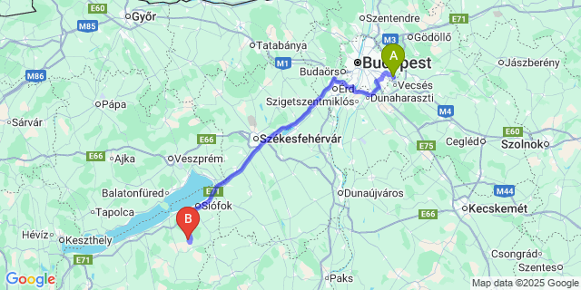 Map: Budapest Airport (BUD), Ferihegy, Liszt Ferenc to Sérsekszőlős