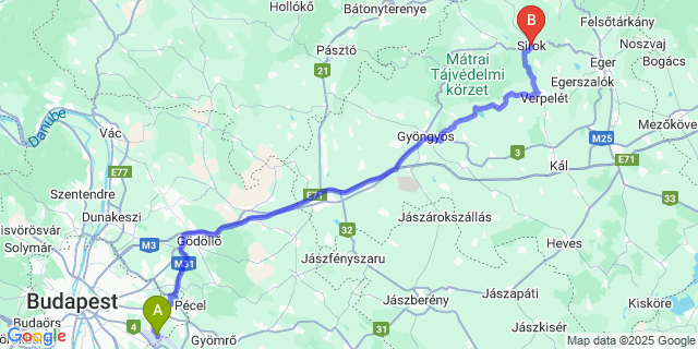 Map: Budapest Airport (BUD), Ferihegy, Liszt Ferenc to Sirok