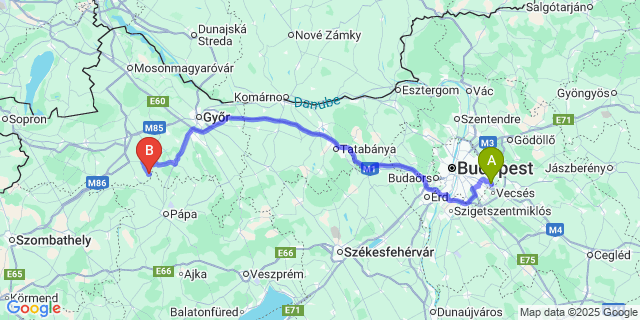 Map: Budapest Airport (BUD), Ferihegy, Liszt Ferenc to Sobor