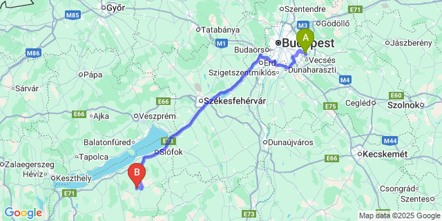 Map: Budapest Airport (BUD), Ferihegy, Liszt Ferenc to Somogymeggyes