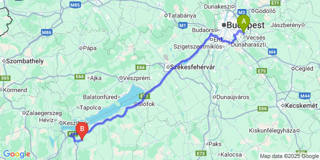 Map: Budapest Airport (BUD), Ferihegy, Liszt Ferenc to Somogyszentpál