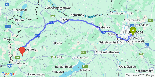 Map: Budapest Airport (BUD), Ferihegy, Liszt Ferenc to Sorkifalud