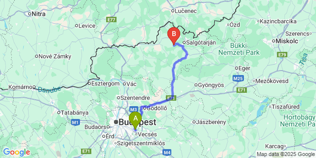 Map: Budapest Airport (BUD), Ferihegy, Liszt Ferenc to Sóshartyán