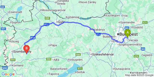 Map: Budapest Airport (BUD), Ferihegy, Liszt Ferenc to Sótony