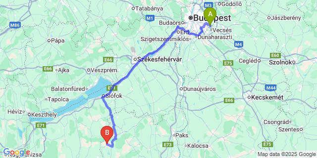 Map: Budapest Airport (BUD), Ferihegy, Liszt Ferenc to Szakcs