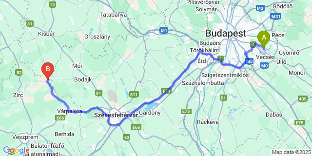 Map: Budapest Airport (BUD), Ferihegy, Liszt Ferenc to Szápár