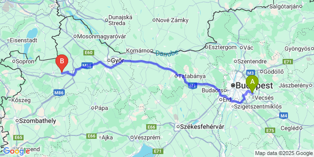 Map: Budapest Airport (BUD), Ferihegy, Liszt Ferenc to Szárföld