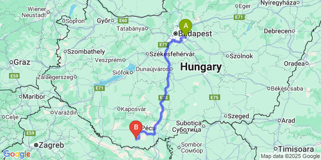Map: Budapest Airport (BUD), Ferihegy, Liszt Ferenc to Szava