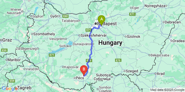 Map: Budapest Airport (BUD), Ferihegy, Liszt Ferenc to Szebény