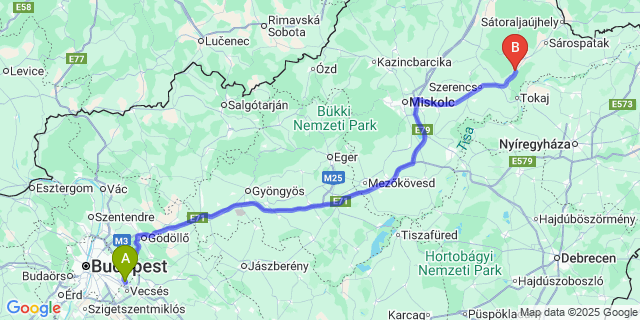 Map: Budapest Airport (BUD), Ferihegy, Liszt Ferenc to Szegilong