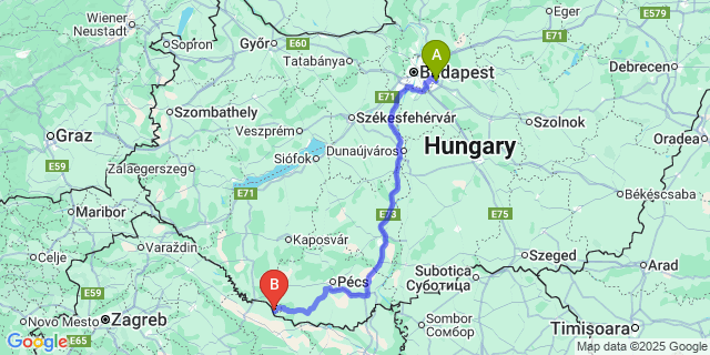 Map: Budapest Airport (BUD), Ferihegy, Liszt Ferenc to Szentborbás