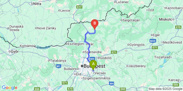 Map: Budapest Airport (BUD), Ferihegy, Liszt Ferenc to Szente