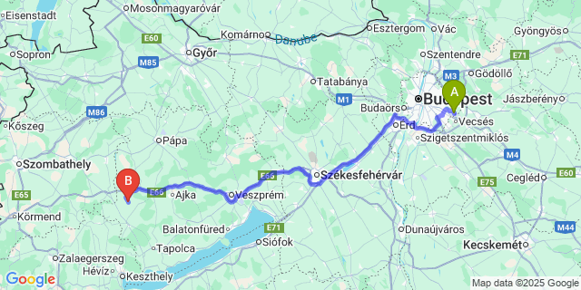 Map: Budapest Airport (BUD), Ferihegy, Liszt Ferenc to Szentimrefalva