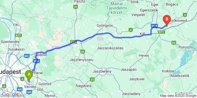 Map: Budapest Airport (BUD), Ferihegy, Liszt Ferenc to Szihalom