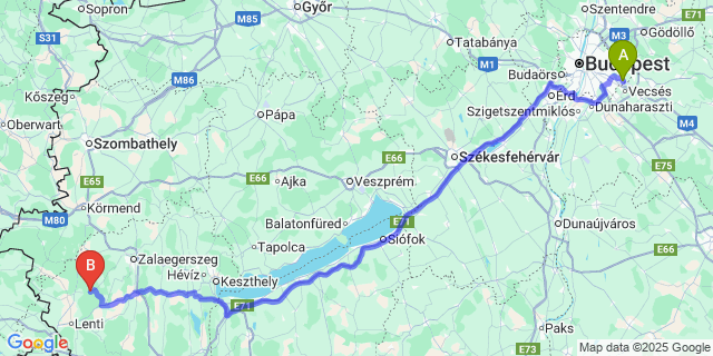 Map: Budapest Airport (BUD), Ferihegy, Liszt Ferenc to Szilvágy